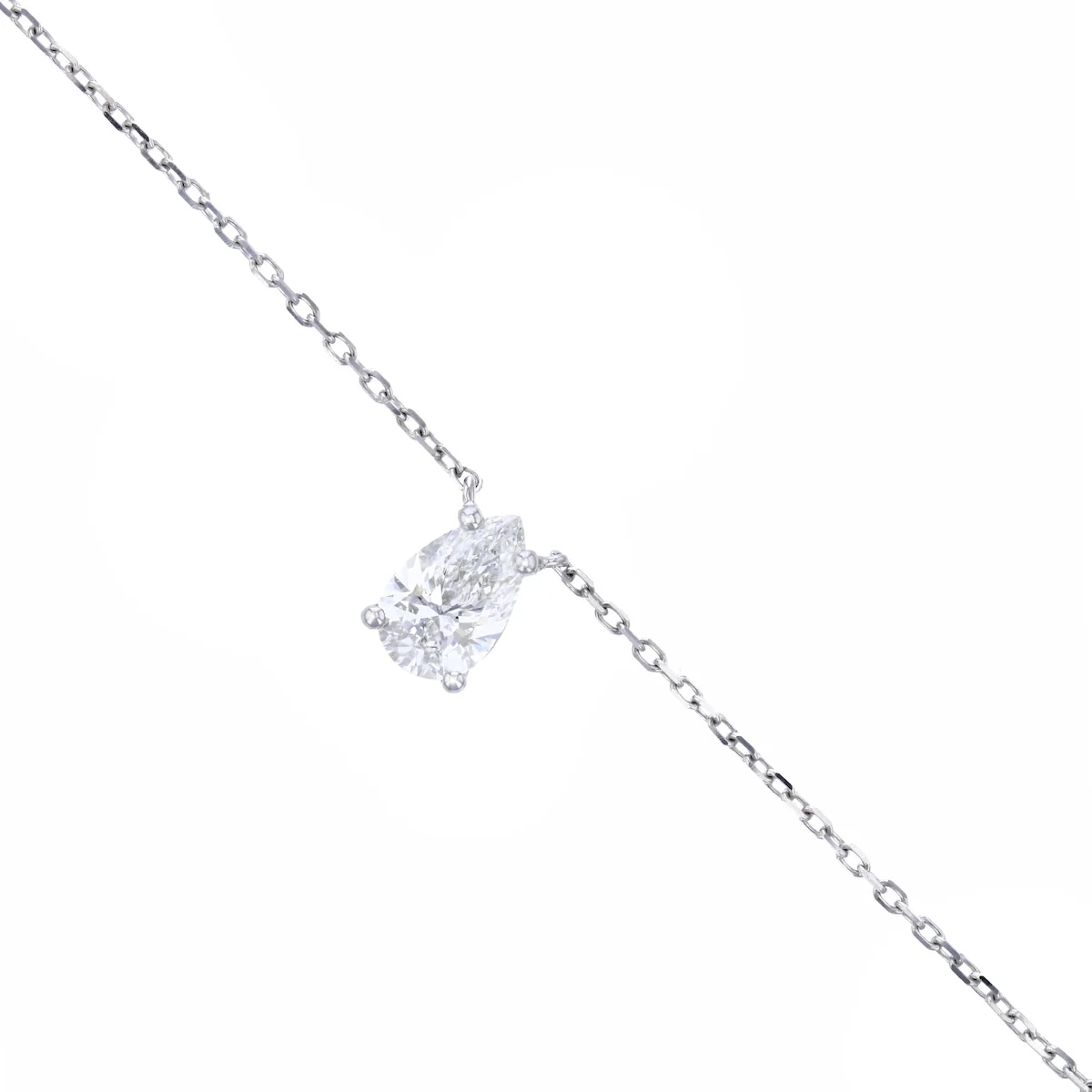 Everyday Diamonds 1.07ct Pear Cut Lab Grown Diamond Fixed Solitaire Necklace | 9K White Gold - Image 3