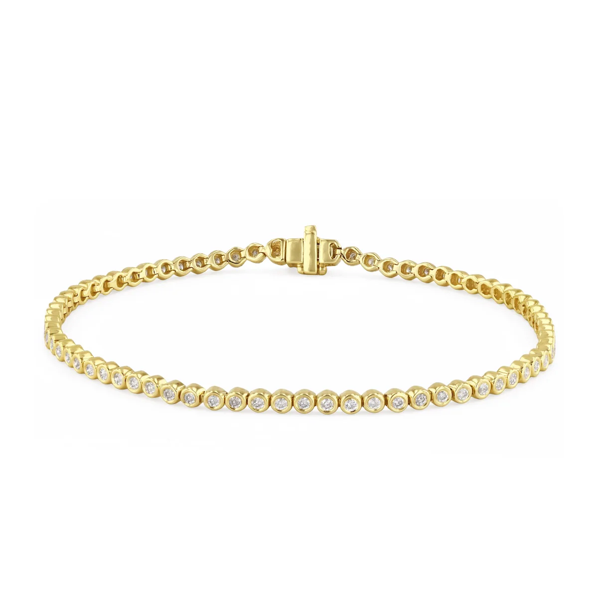 Everyday Diamonds 1.10ct Round Brilliant Natural Diamond Bezel Set Tennis Bracelet | 9K Yellow Gold