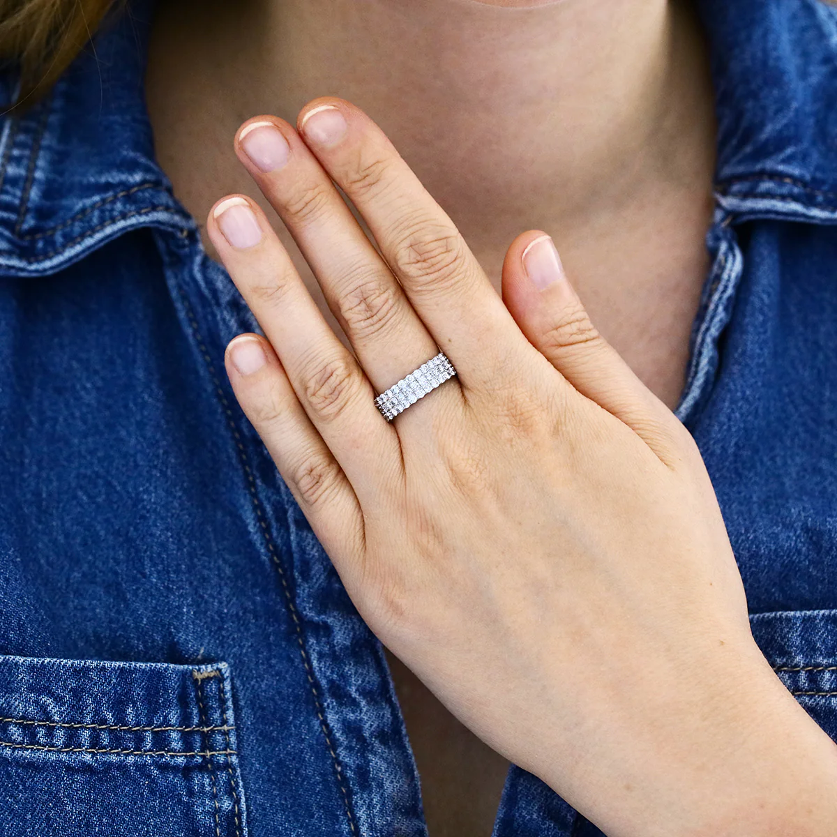 Everyday Diamonds 1.24ct Brilliant Cut Lab Grown Triple Row Ring | 9K White Gold - Image 6