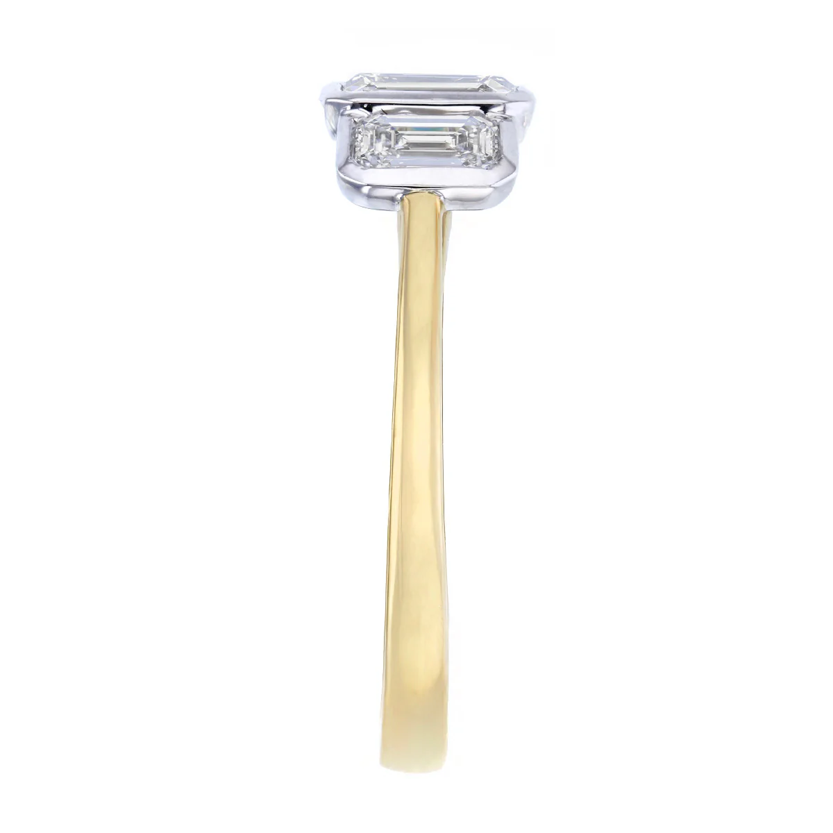 Everyday Diamonds Collection 1.60ct Lab Grown Emerald Cut Bezel Set Three Stone Ring | 9K Bi-Metal - Image 4