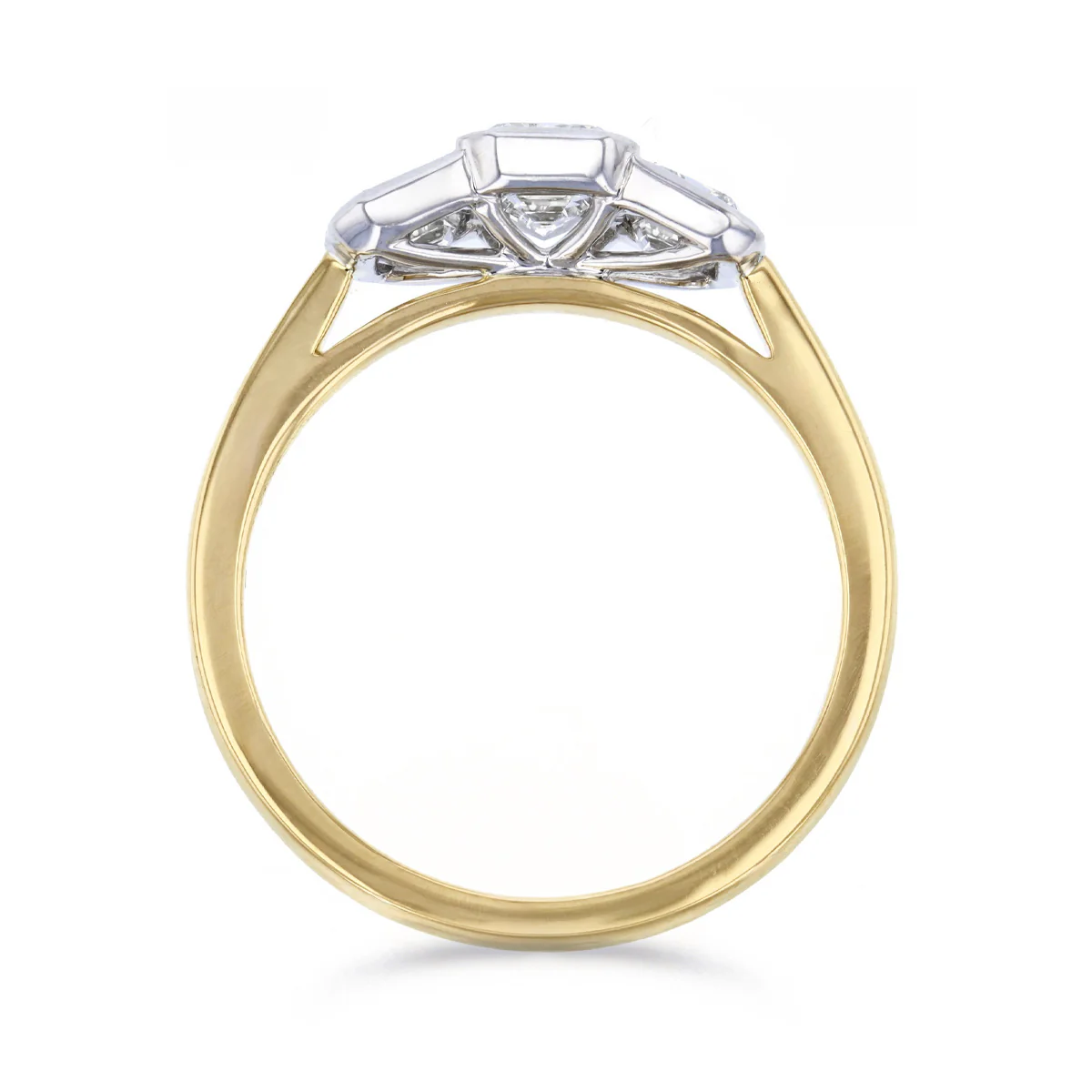 Everyday Diamonds Collection 1.60ct Lab Grown Emerald Cut Bezel Set Three Stone Ring | 9K Bi-Metal - Image 5