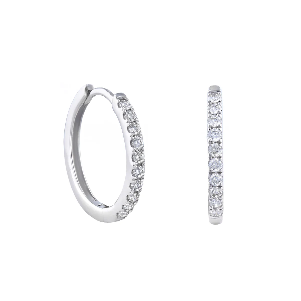 Everyday Diamonds 14.5mm Diamond Hoop Earrings | 9K White Gold