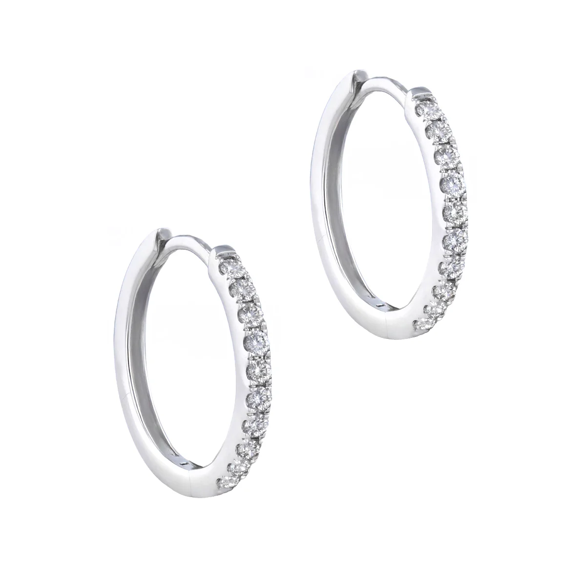 Everyday Diamonds 14.5mm Diamond Hoop Earrings | 9K White Gold - Image 3