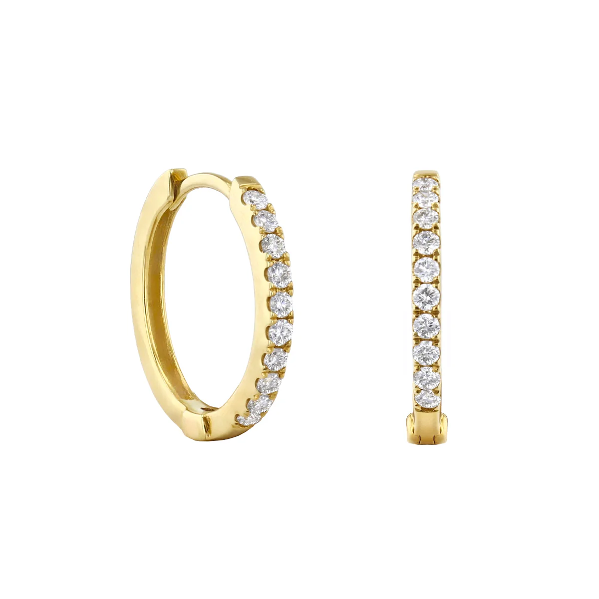 Everyday Diamonds 14.5mm Diamond Hoop Earrings | 9K Yellow Gold