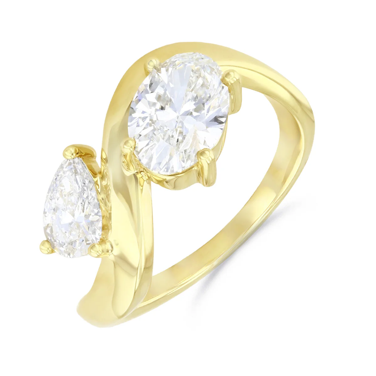 Everyday Diamonds 2.01ct Oval and Pear Cut Diamond Wave Dress Ring | 9K Yellow Gold