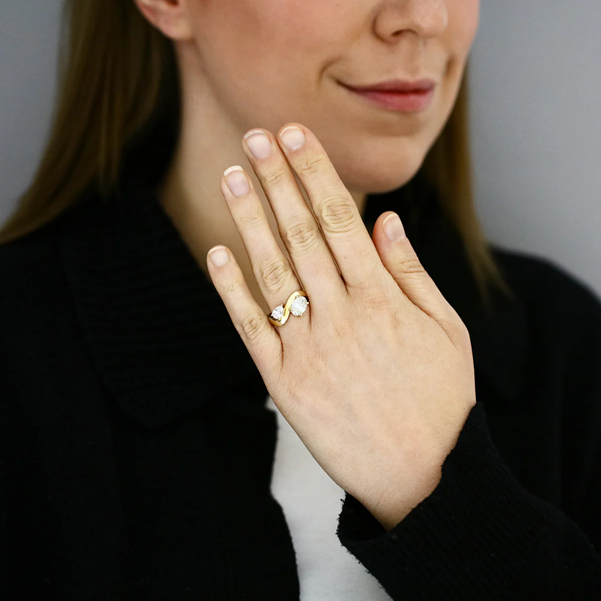 Everyday Diamonds 2.01ct Oval and Pear Cut Diamond Wave Dress Ring | 9K Yellow Gold - Image 6