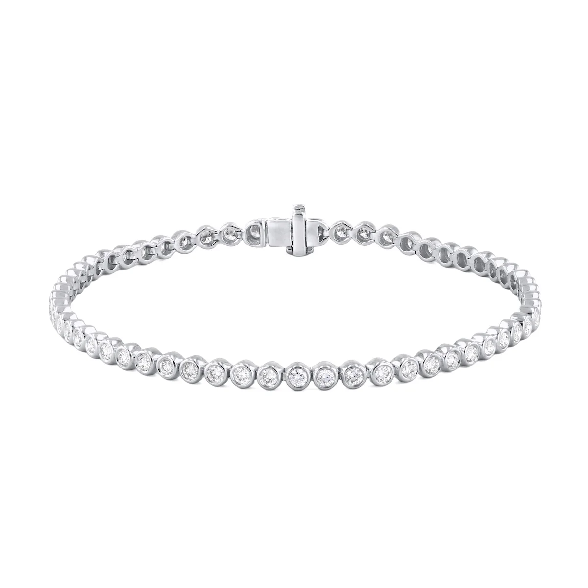 Everyday Diamonds 2.03ct Round Brilliant Lab Grown Bezel Set Tennis Bracelet | 9K White Gold