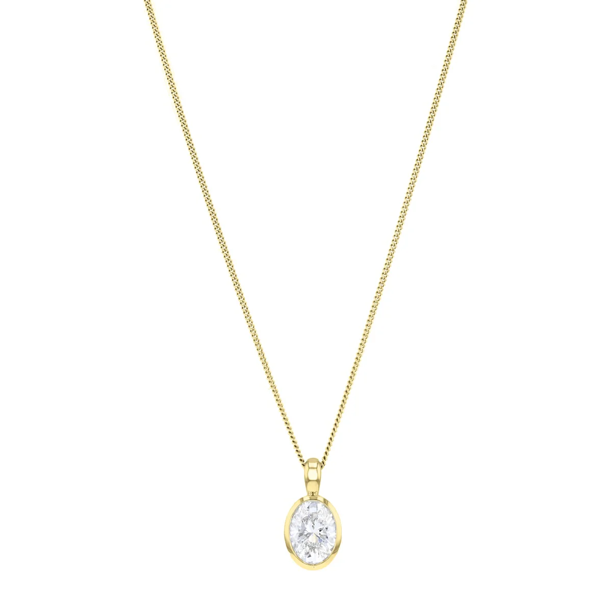 Everyday Diamonds 3.03ct Oval Cut Lab Grown Bezel Set Necklace | 18K Yellow Gold - Image 2