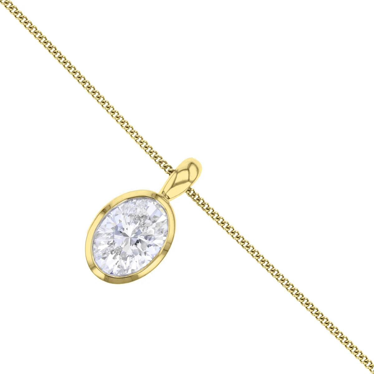Everyday Diamonds 3.03ct Oval Cut Lab Grown Bezel Set Necklace | 18K Yellow Gold - Image 3