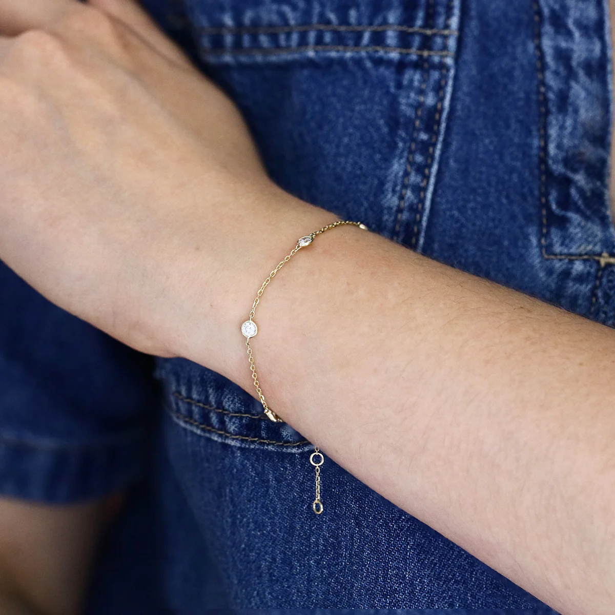 Everyday Diamonds Brilliant Cut Lab Grown Bezel Set Station Bracelet | 9K Yellow Gold - Image 5