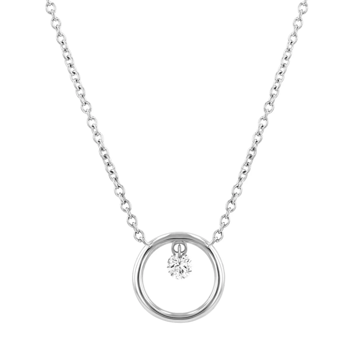Everyday Diamonds Collection Diamond Drop Circle Pendant | 18K White Gold