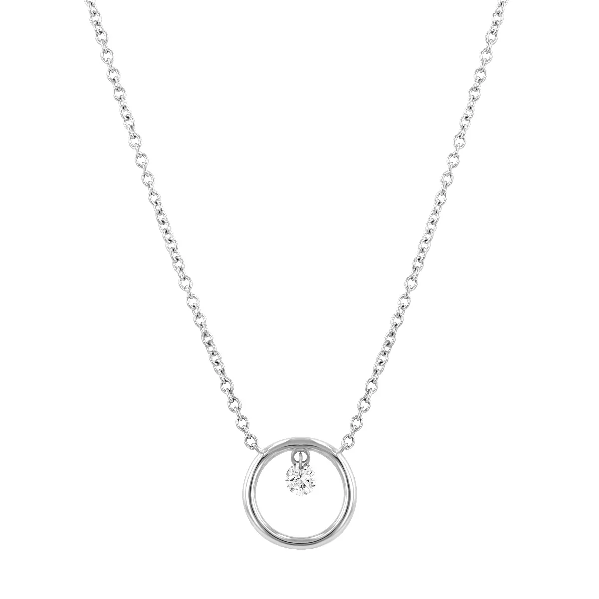 Everyday Diamonds Collection Diamond Drop Circle Pendant | 18K White Gold - Image 3