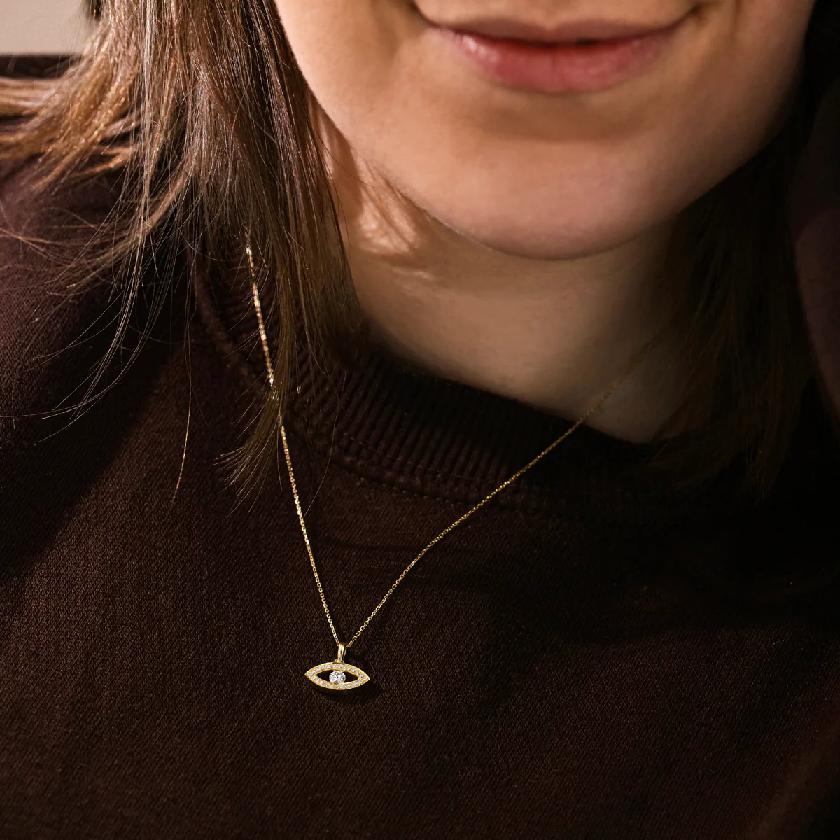Everyday Diamonds Collection Diamond Evil Eye Pendant | 9K Yellow Gold - Image 4