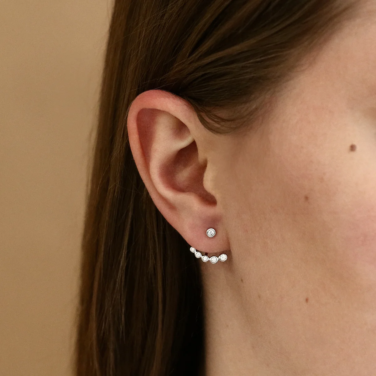Everyday Diamonds Collection Diamond Stud Earrings with Diamond Jacket | 9K White Gold - Image 3