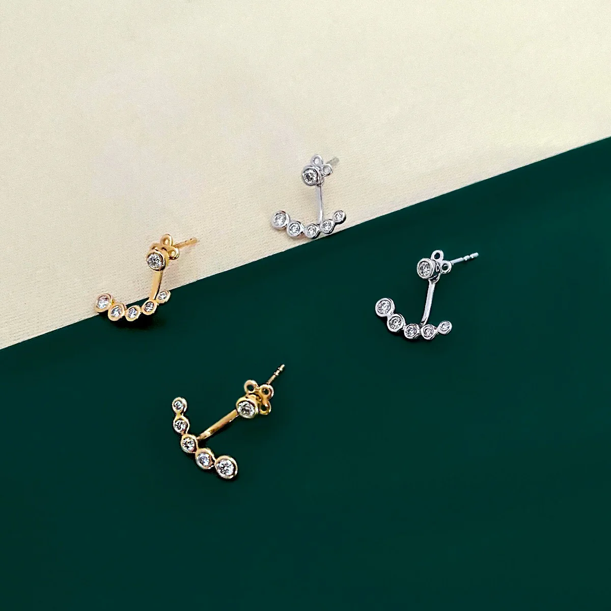 Everyday Diamonds Collection Diamond Stud Earrings with Diamond Jacket | 9K White Gold - Image 6