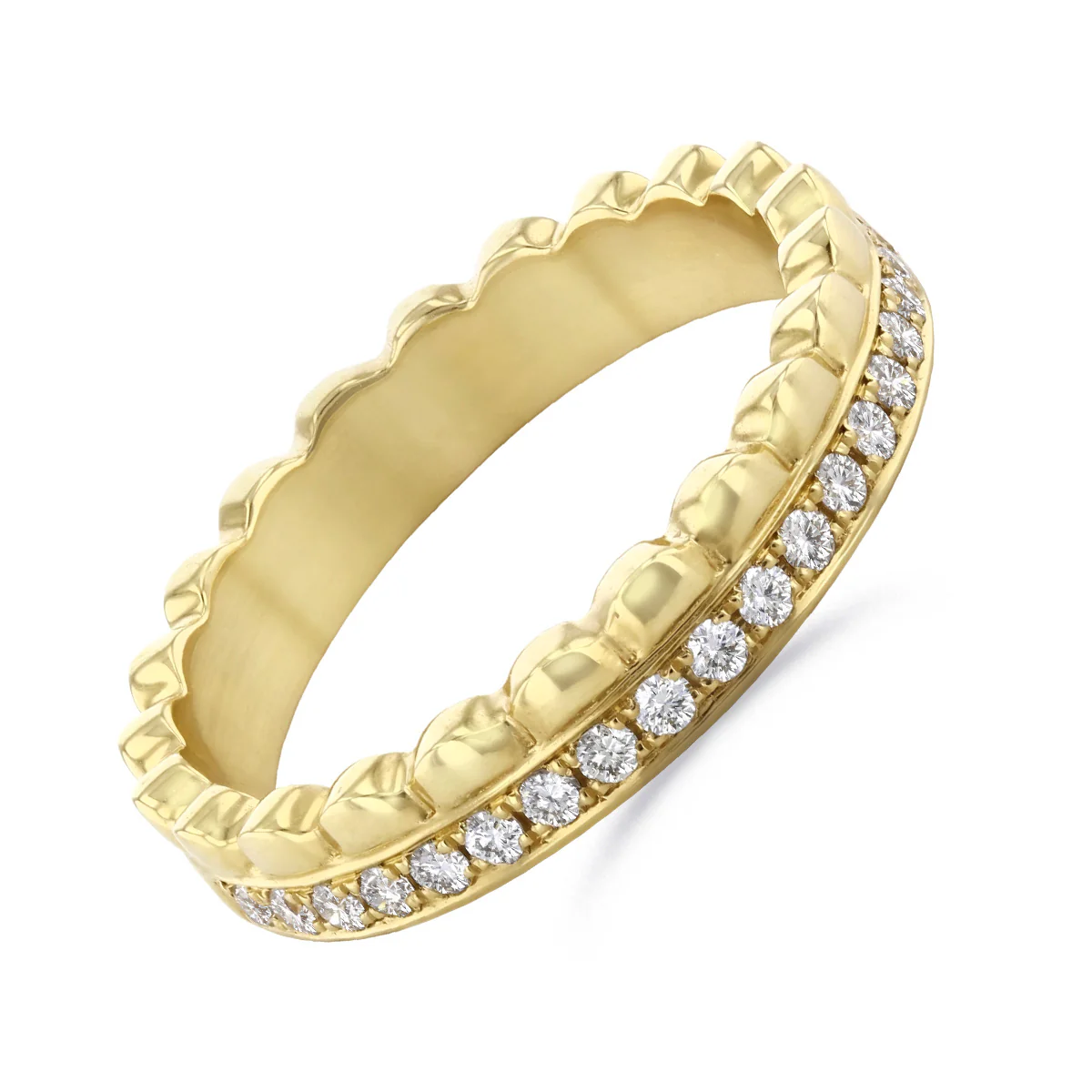 Everyday Diamonds Collection Double Row 0.23ct Diamond & Bead Ring | 18K Yellow Gold