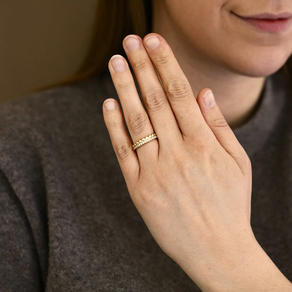 Everyday Diamonds Collection Double Row 0.23ct Diamond & Bead Ring | 18K Yellow Gold - Image 6