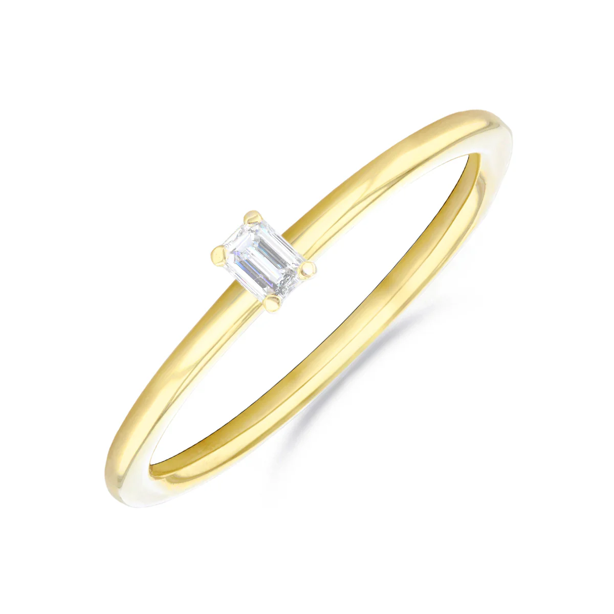 Everyday Diamonds Collection Emerald Cut Diamond Plain Stacking Ring | 9K Yellow Gold