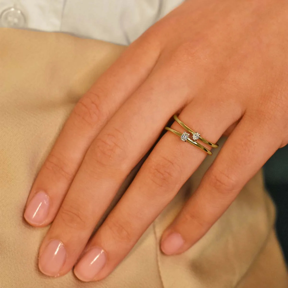 Everyday Diamonds Collection Emerald Cut Diamond Plain Stacking Ring | 9K Yellow Gold - Image 6