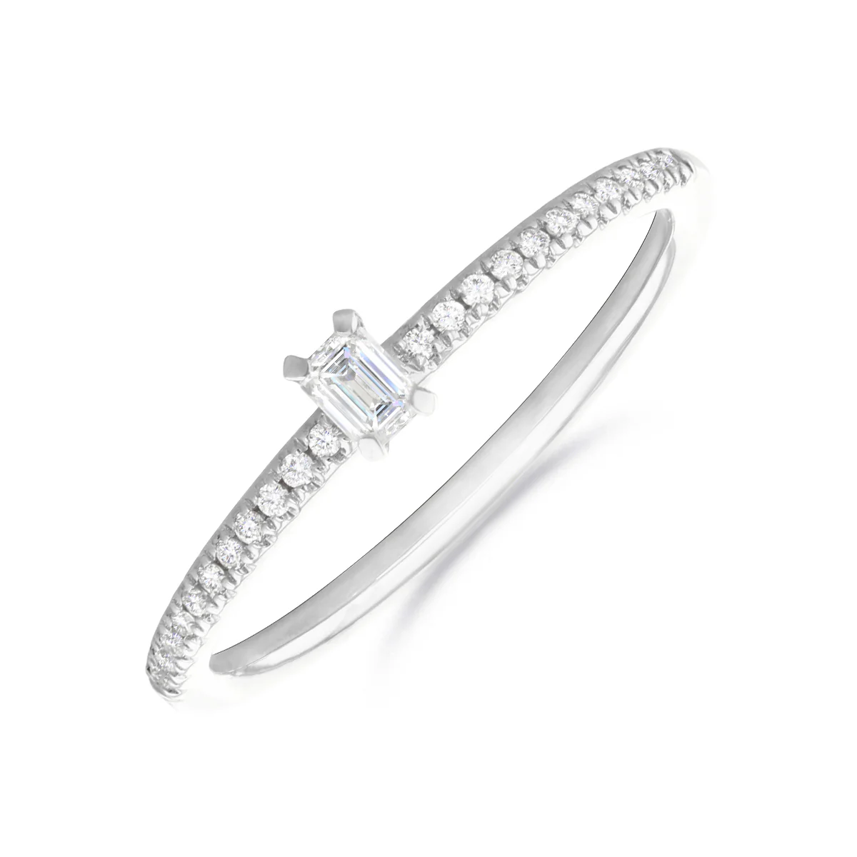 Everyday Diamonds Collection Emerald Cut Diamond Stacking Ring | 9K White Gold