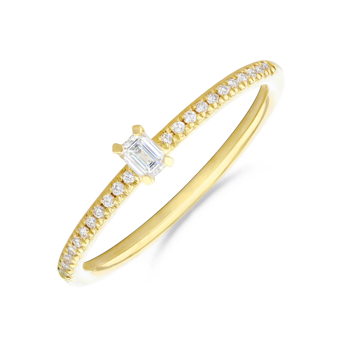 Everyday Diamonds Collection Emerald Cut Diamond Stacking Ring | 9K Yellow Gold
