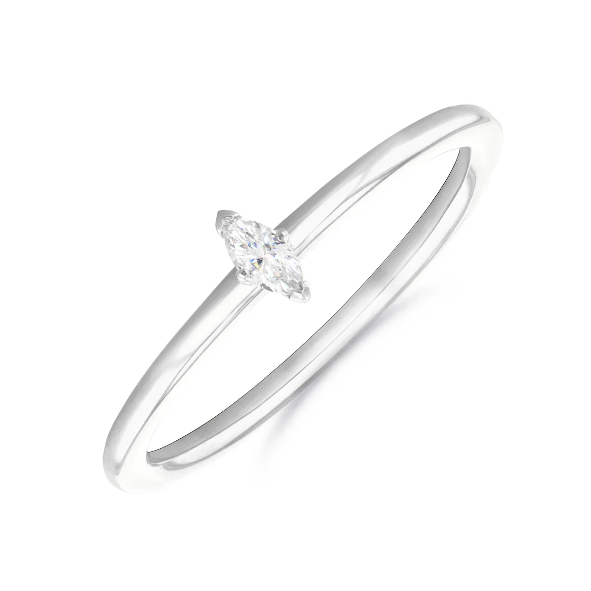 Everyday Diamonds Collection Marquise Cut Diamond Plain Stacking Ring | 9K White Gold