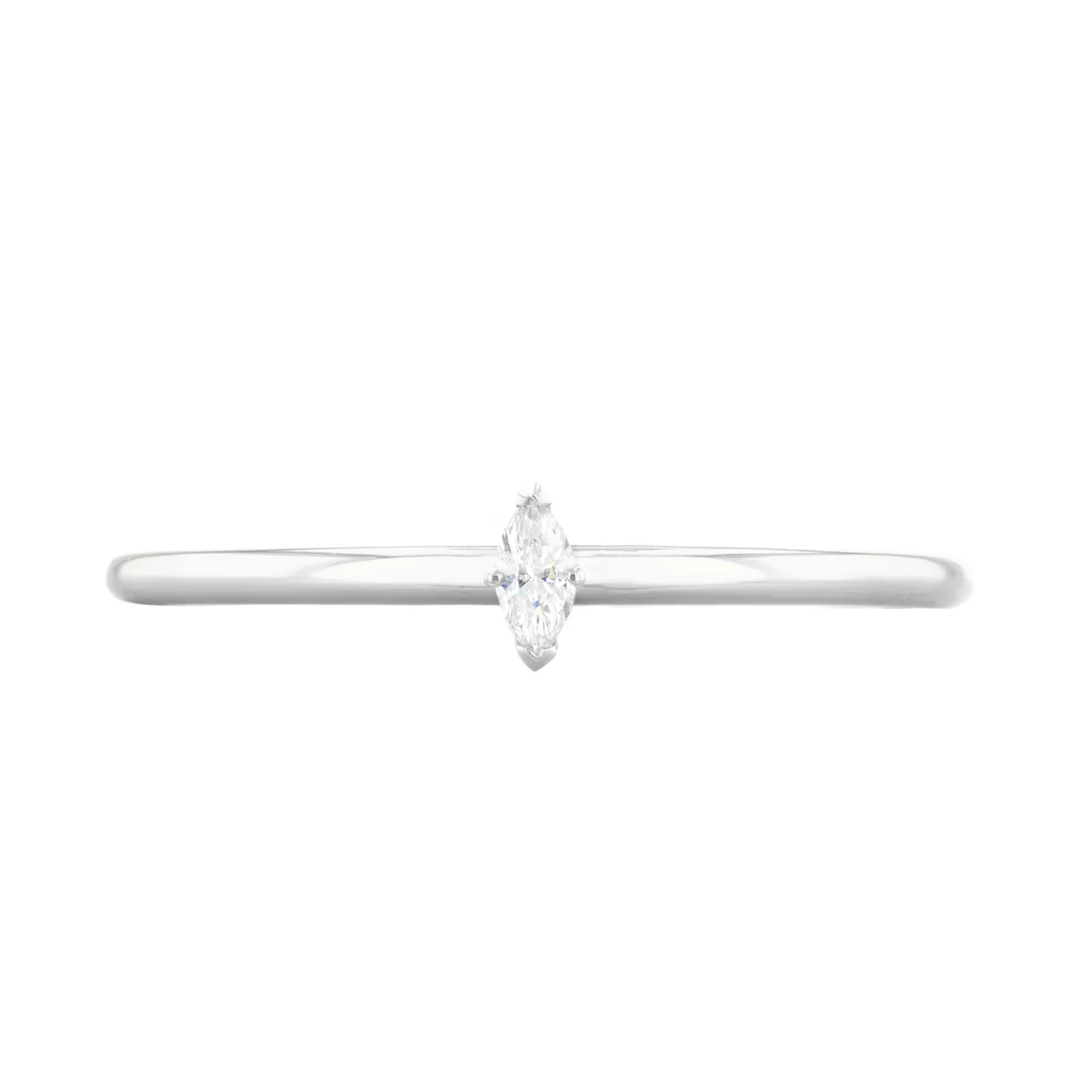 Everyday Diamonds Collection Marquise Cut Diamond Plain Stacking Ring | 9K White Gold - Image 2