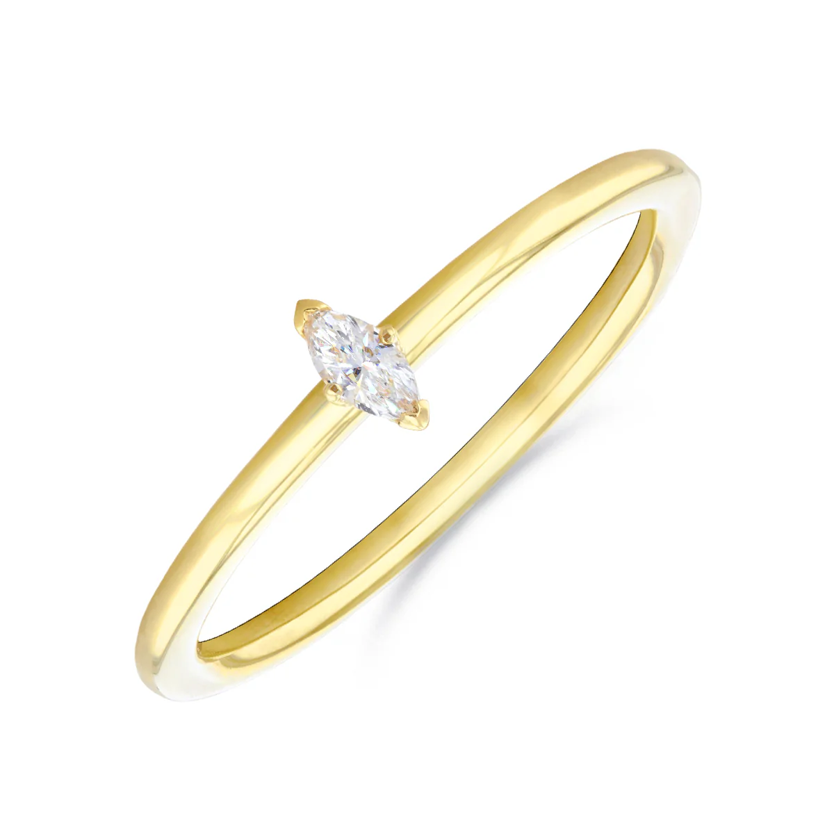 Everyday Diamonds Collection Marquise Shape Diamond Plain Stacking Ring | 9K Yellow Gold
