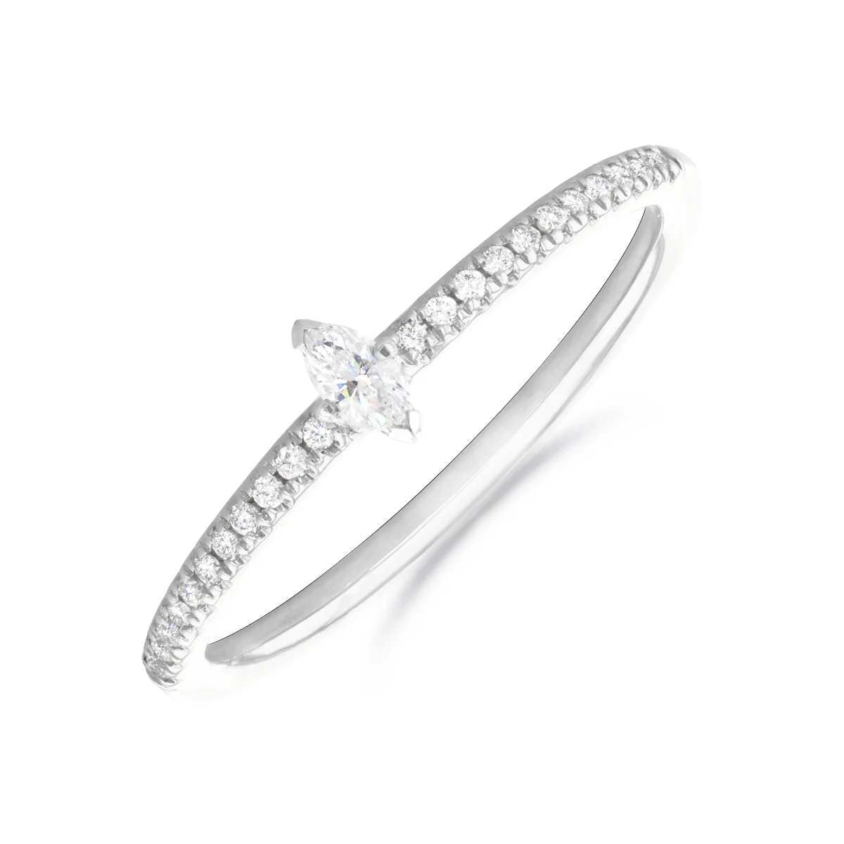 Everyday Diamonds Collection Marquise Shaped Diamond Stacking Ring | 9K White Gold