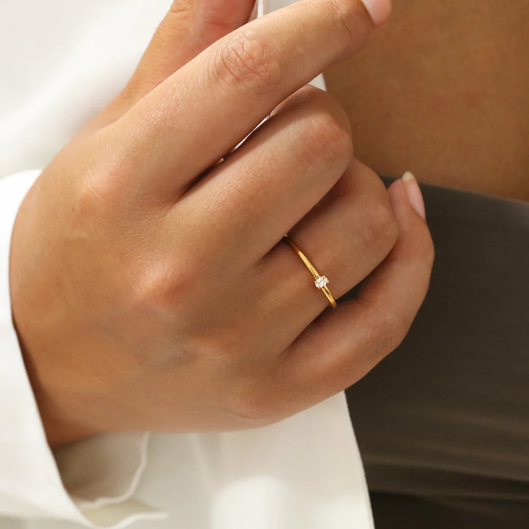 Everyday Diamonds Collection Oval Diamond Plain Stacking  Ring | 9K Yellow Gold - Image 5