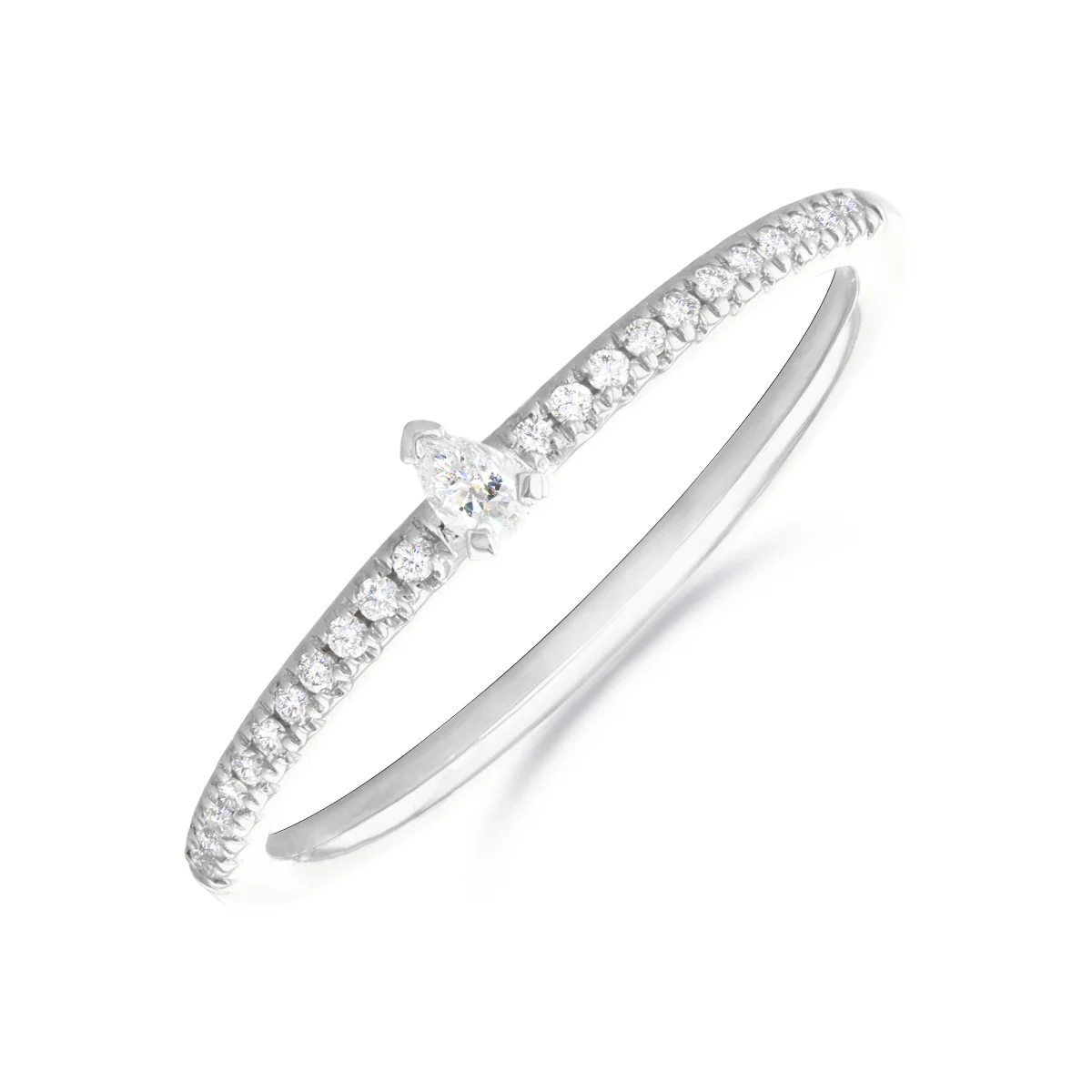 Everyday Diamonds Collection Pear Diamond Stacking Ring  | 9K White Gold
