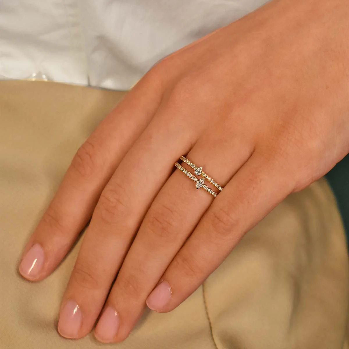 Everyday Diamonds Collection Pear Diamond Stacking Ring  | 9K Yellow Gold - Image 6
