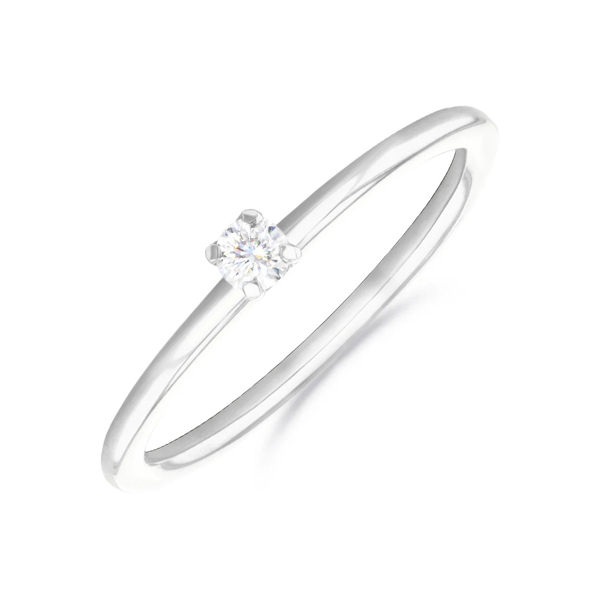Everyday Diamonds Collection Round Brilliant Diamond Plain Stacking Ring | 9K White Gold