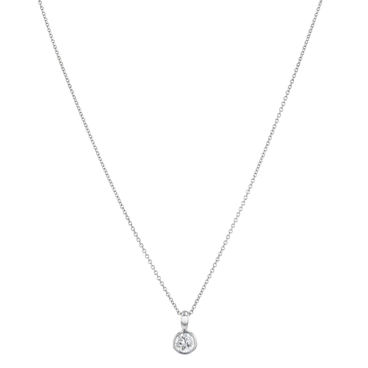 Everyday Diamonds Collection Round Brilliant Solitaire Rubover Pendant | 9K White Gold - Image 2