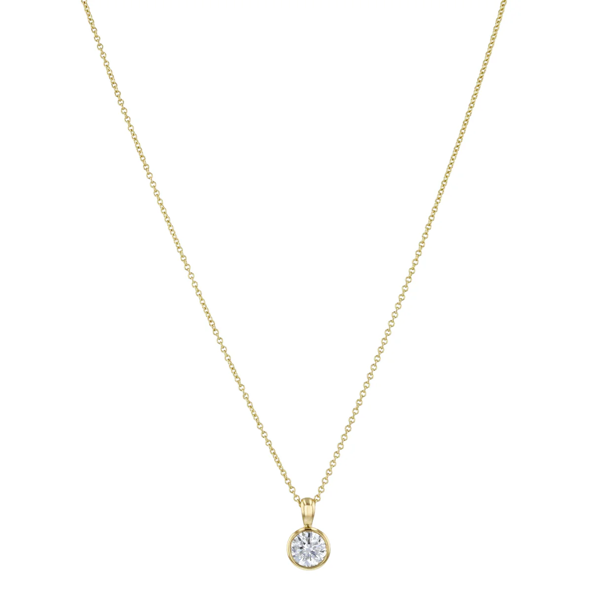 Everyday Diamonds Collection Round Brilliant Solitaire Rubover Pendant | 9K Yellow Gold - Image 2
