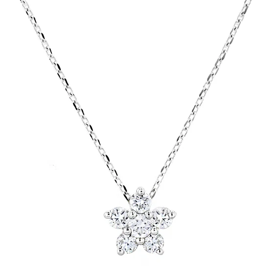 Everyday Diamonds Collection Snowflake Cluster Diamond Necklace | 18K White Gold - Image 3