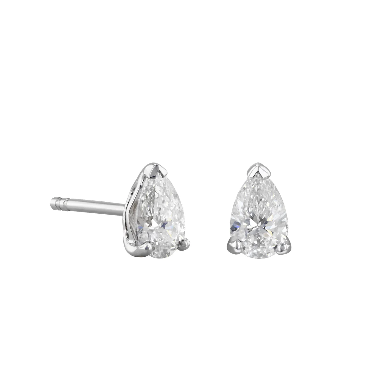 Everyday Diamonds 0.64ct Lab Grown Pear Cut Solitaire Stud Earrings | 18K White Gold