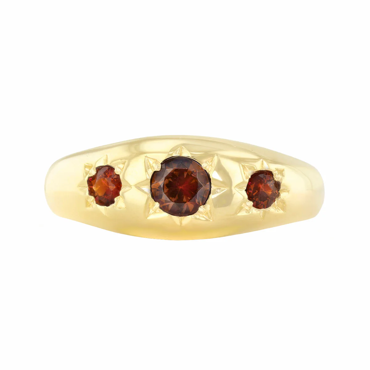 Garnet Gypsy Set Dress Ring | Pre-Loved | 9K Yellow Gold - Image 2