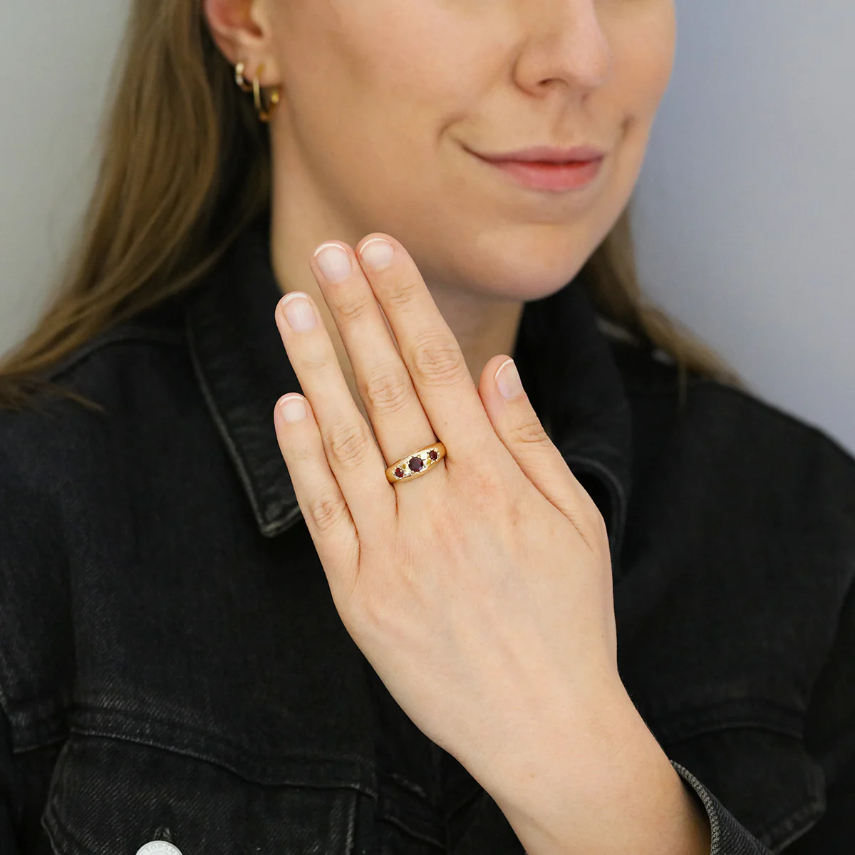 Garnet Gypsy Set Dress Ring | Pre-Loved | 9K Yellow Gold - Image 5