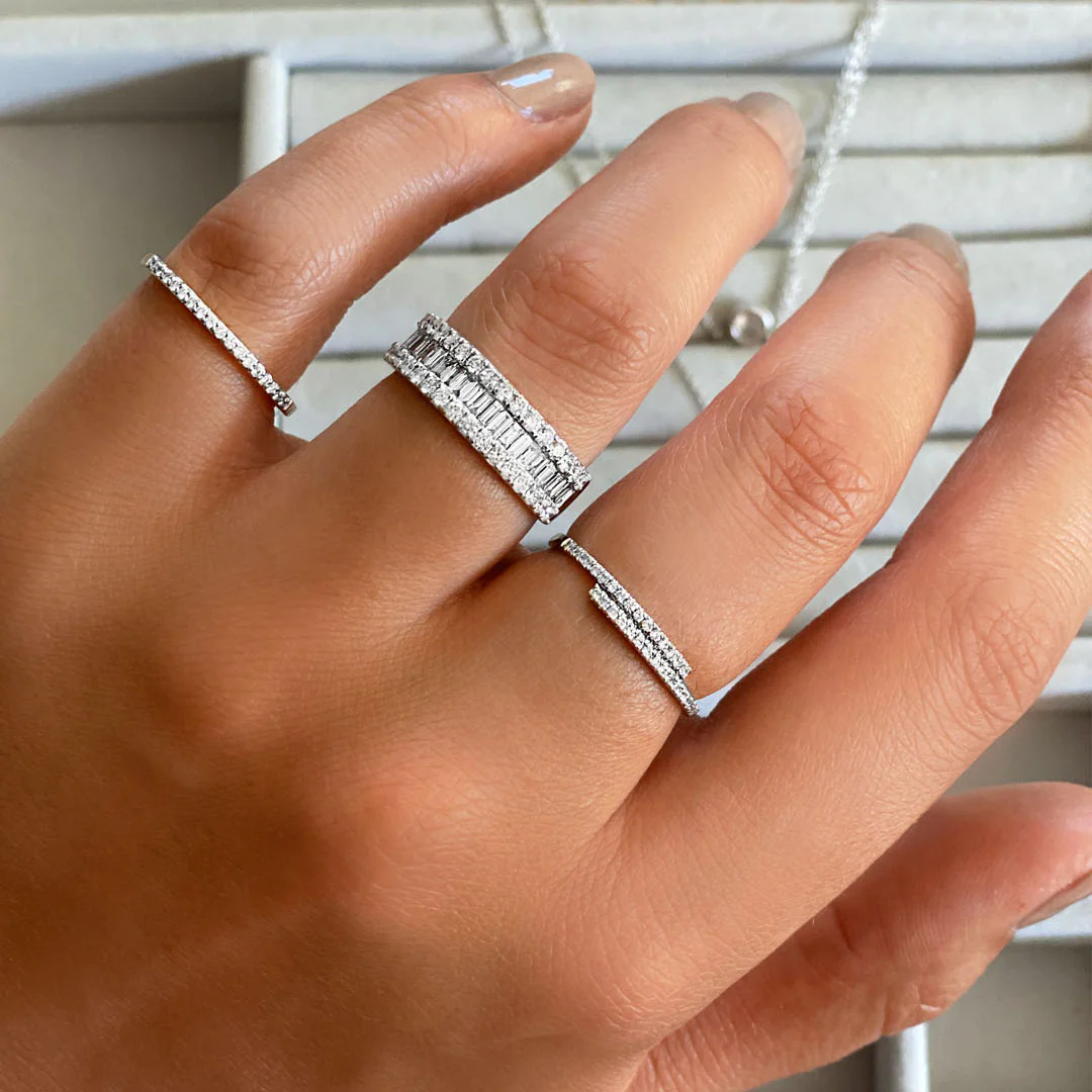 Geometric Collection Diamond & White Gold Crossover Ring - Image 6