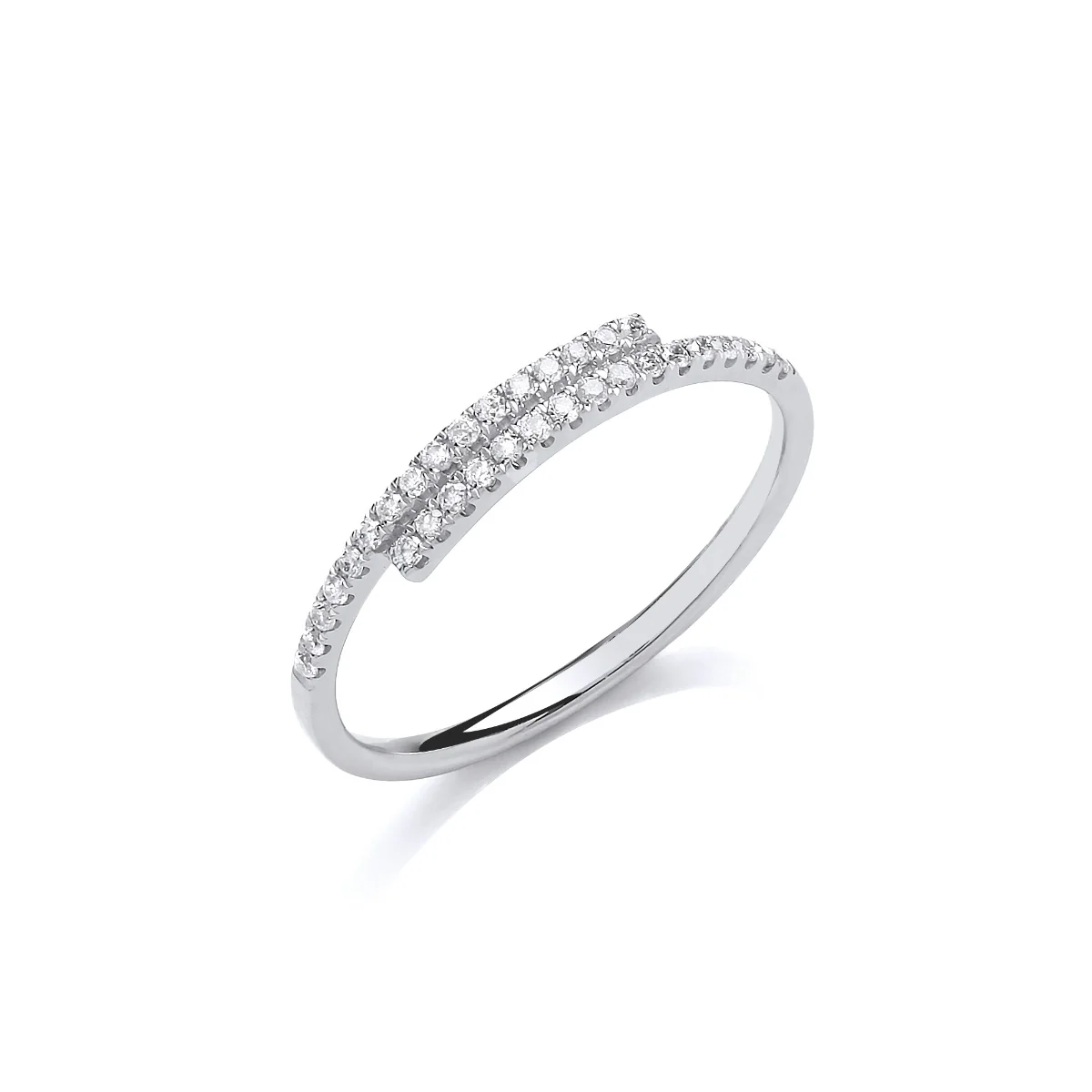 Geometric Collection Diamond & White Gold Crossover Ring - Image 7