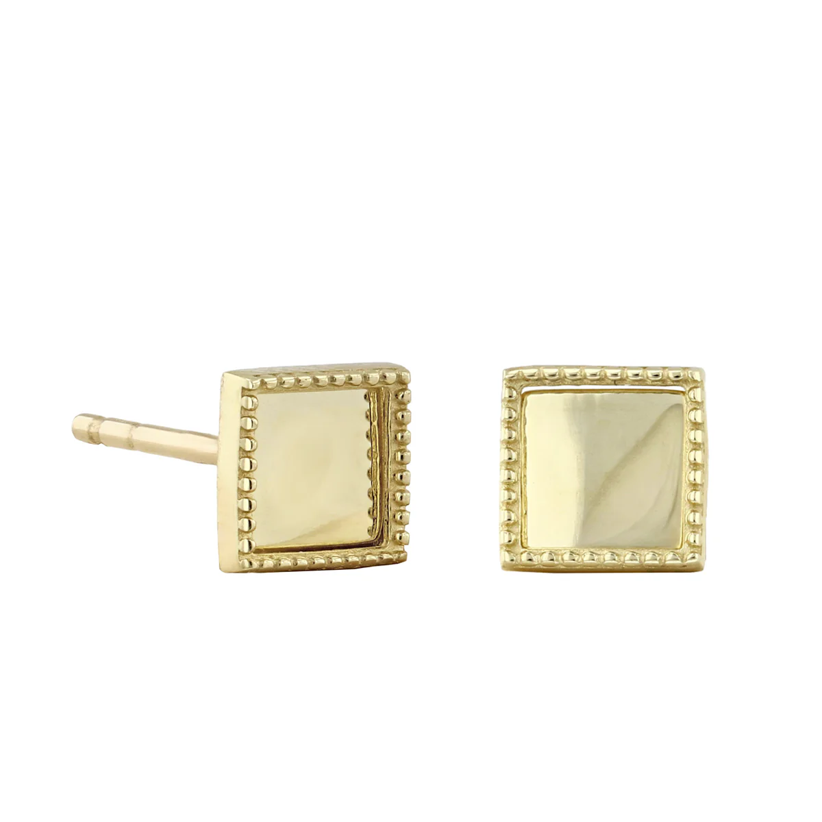 Geometric Square Shape Stud Earrings | 9K Yellow Gold