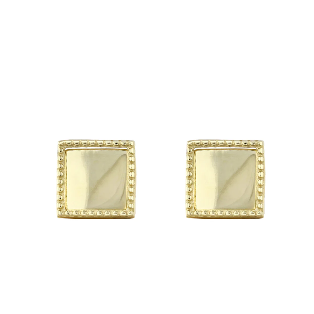 Geometric Square Shape Stud Earrings | 9K Yellow Gold - Image 2