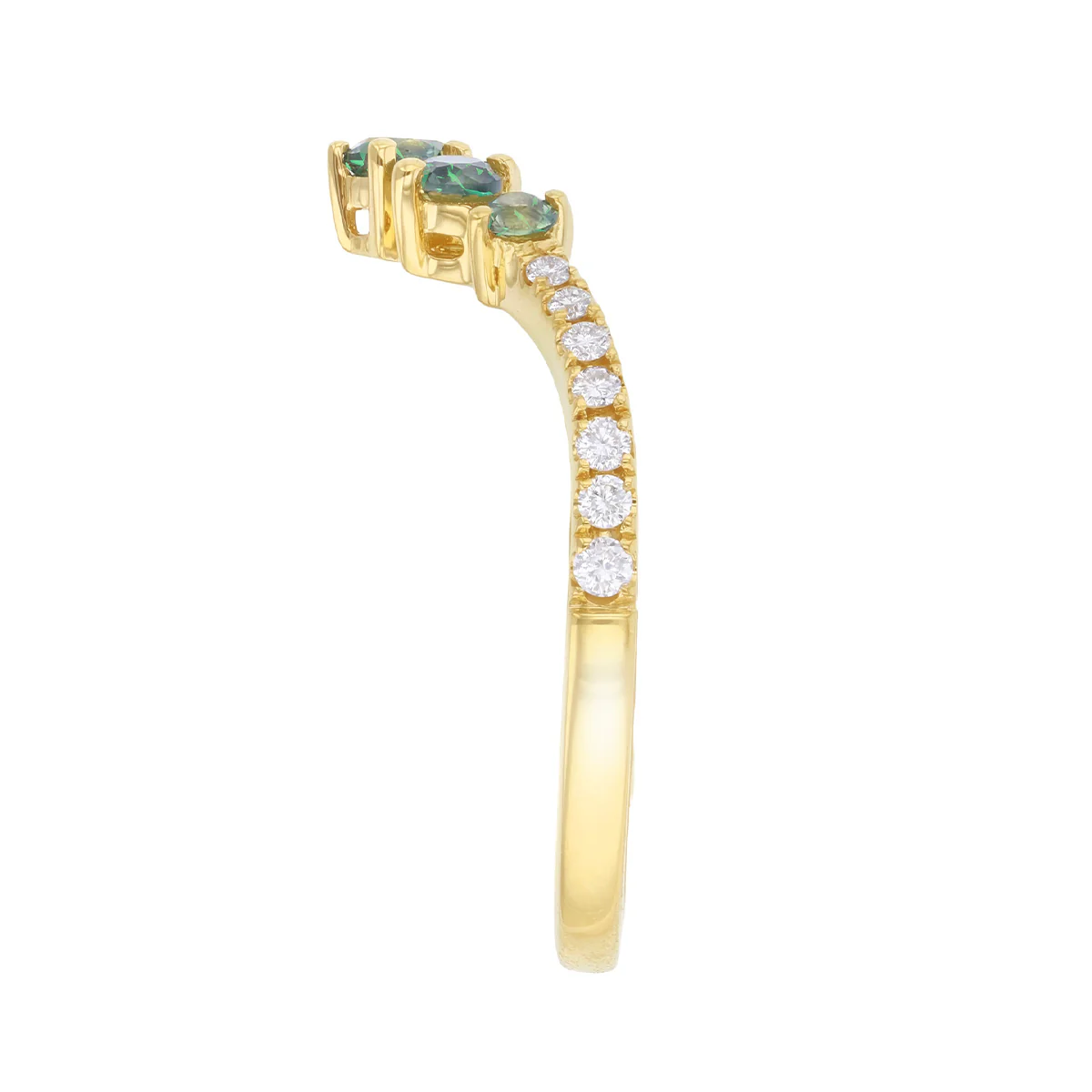 Green Sapphire and Diamond Tiara Ring | Pre-Loved | 18K Yellow Gold - Image 3