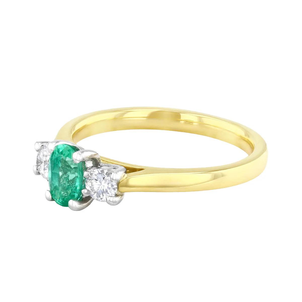 Heirloom Collection 0.40ct Zambian Emerald and 0.20ct Diamond Three Stone Ring | 18K Yellow Gold - Image 3