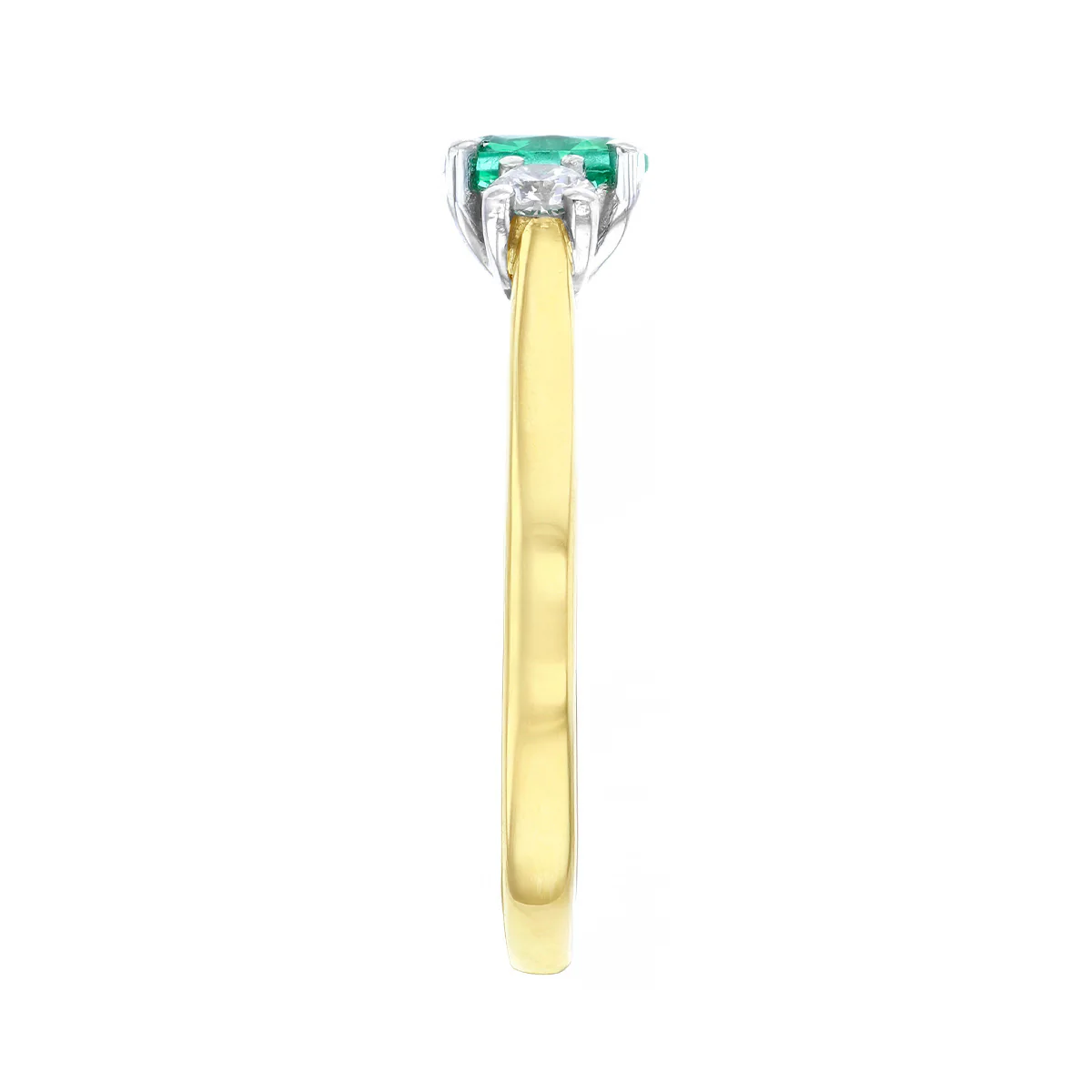 Heirloom Collection 0.40ct Zambian Emerald and 0.20ct Diamond Three Stone Ring | 18K Yellow Gold - Image 4