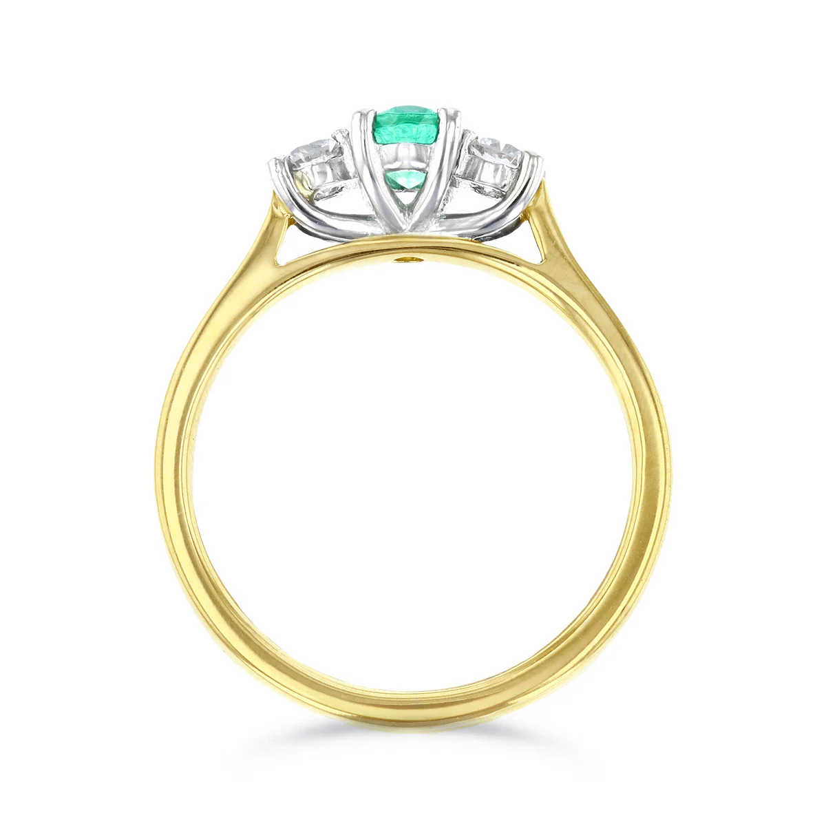 Heirloom Collection 0.40ct Zambian Emerald and 0.20ct Diamond Three Stone Ring | 18K Yellow Gold - Image 5