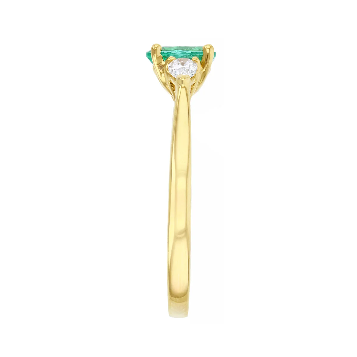Heirloom Collection 0.43ct Oval Cut Emerald and 0.19ct Pear Cut Three Stone Ring | 18K Yellow Gold - Image 4