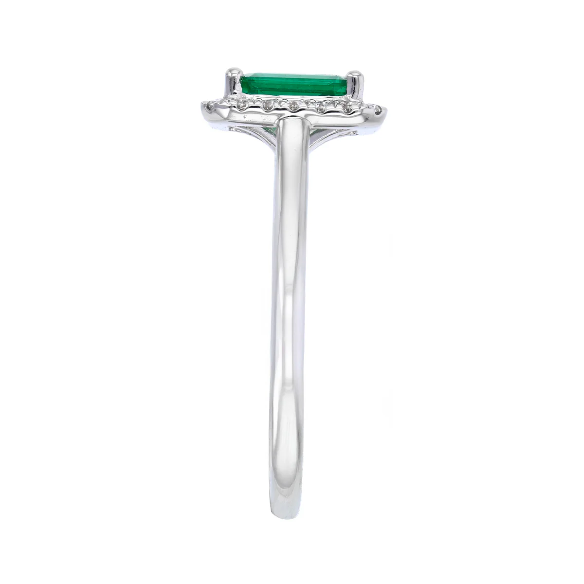 Heirloom Collection 0.76ct Emerald-Cut Emerald and 0.14ct Brilliant Cut Halo Ring | Platinum - Image 4
