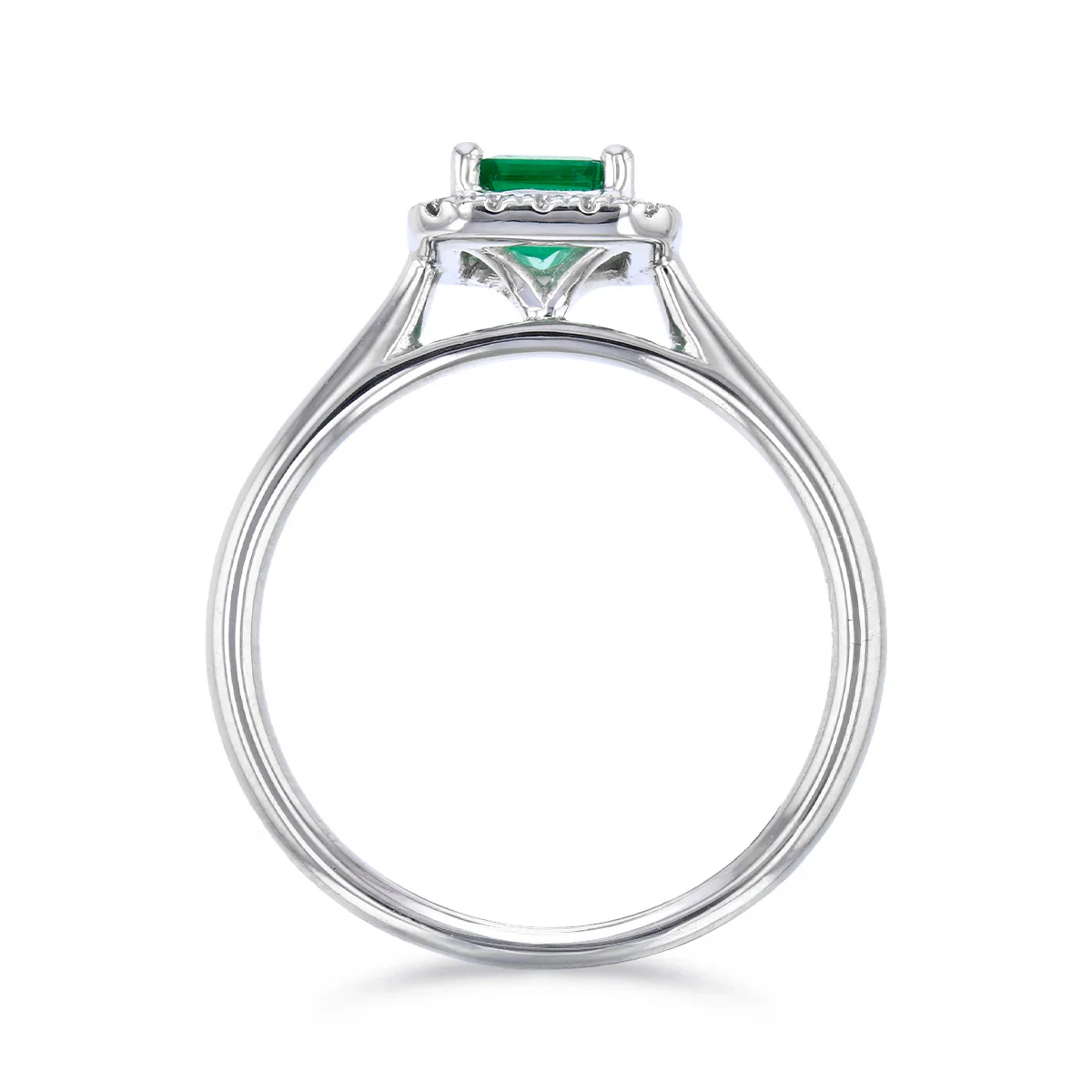 Heirloom Collection 0.76ct Emerald-Cut Emerald and 0.14ct Brilliant Cut Halo Ring | Platinum - Image 5